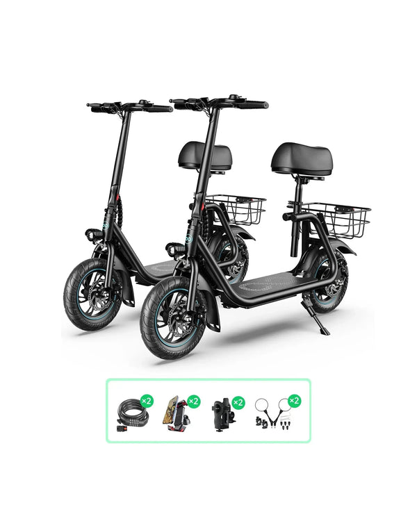 electric scooters accessories bundle with two scooters locks phone holders cup holders and rearview mirrors