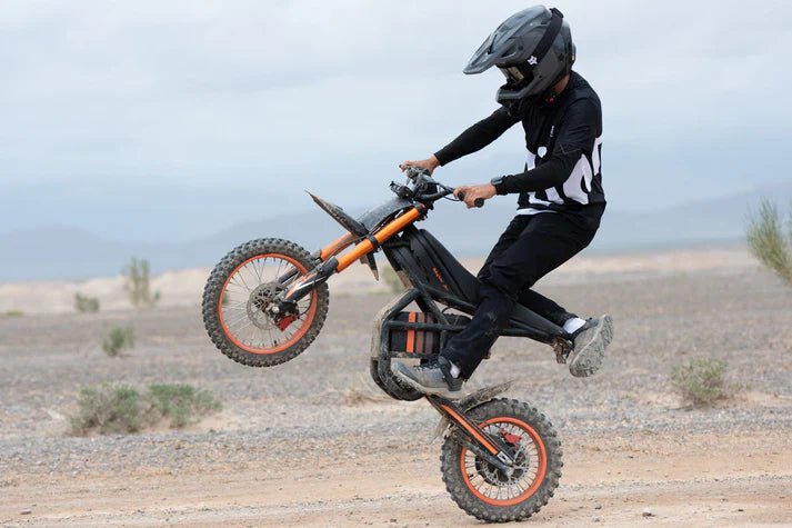 Gyroor GT54 electric dirt bike seat and footpeg comfort view