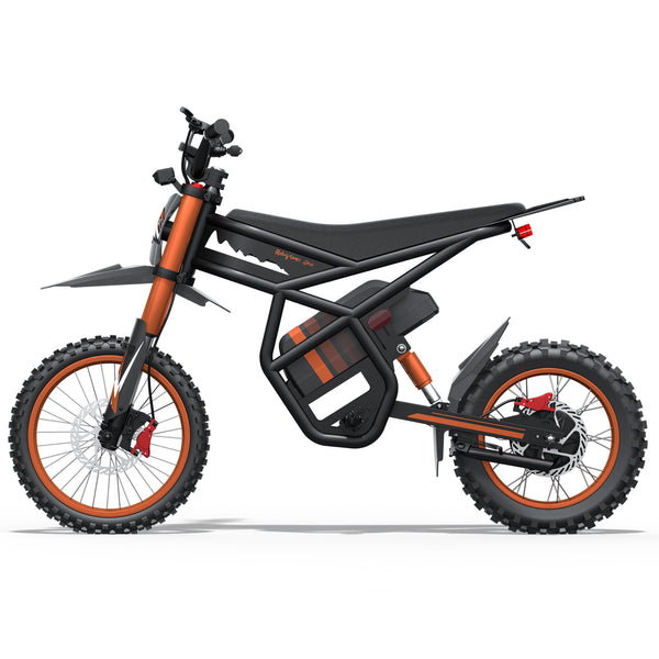 Gyroor GT54 electric dirt bike front three-quarter view with fat tires