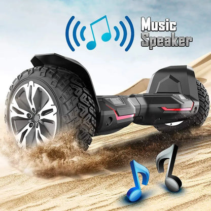 Adult riding the Gyroor G2 hoverboard with K2 go-kart seat