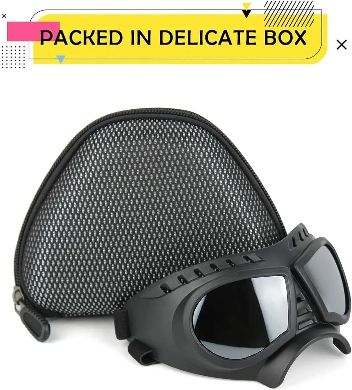 Dog Goggles with Adjustable Strap Dog-Goggles-Silver-lens Dog-Goggles-Blue-lens
