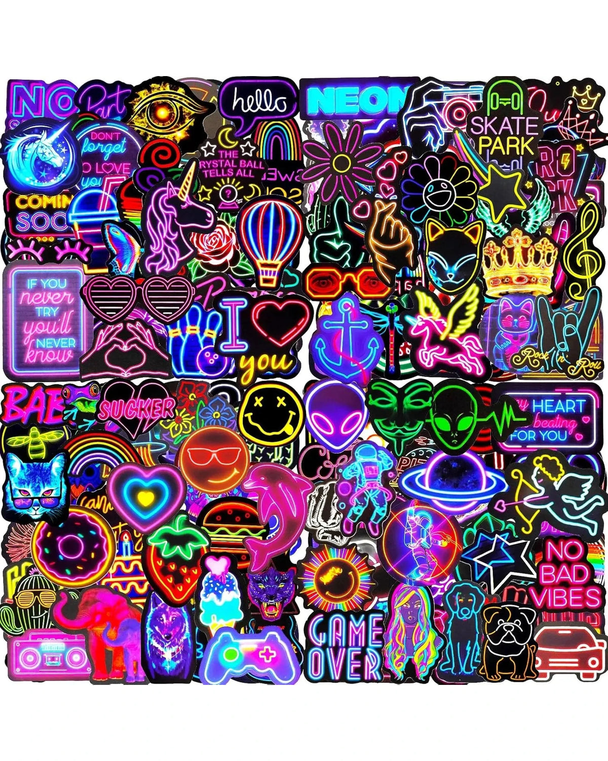 Cool Neon Stickers 200 PCS GYROOR Stickers-200-PCS