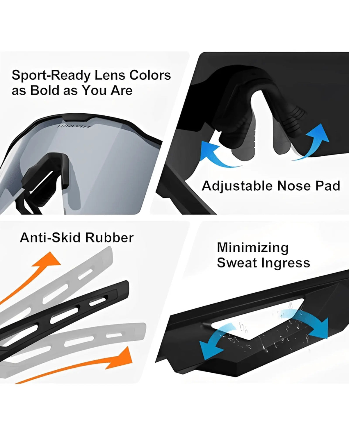 Cycling Sunglasses for Men & Women Sunglasses-Black Sunglasses-White