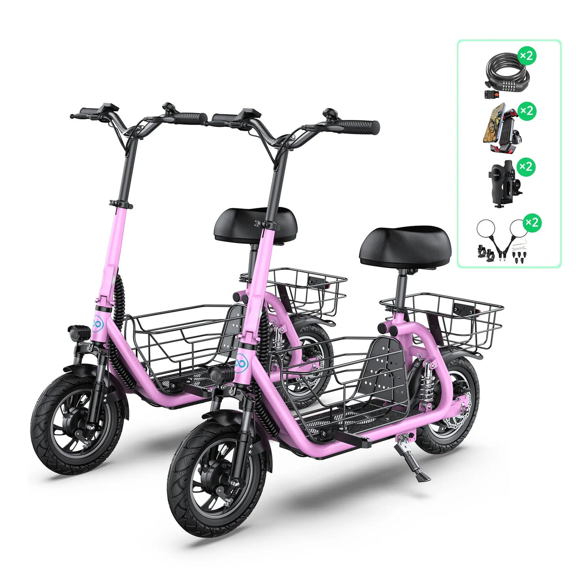 two pink electric scooter accessories free gift two phone holders scooter locks cup holders and mirrors
