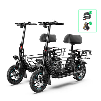 two electric scooters accessories bundle phone holders and Bicycle Lock