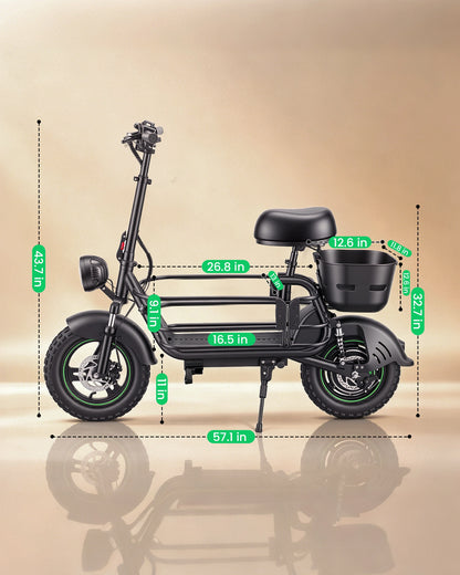 Gyroor C2 Max 1200W(Peak) Electric Scooter with Dual Baskets for Pets & Cargo(Pre-Order)