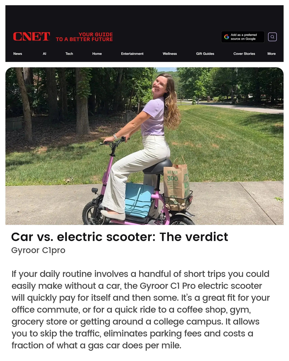 The CENT review of seated C1pro electric scooter