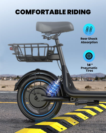 Gyroor C1Plus electric scooter with rear shock absorption for a smoother ride