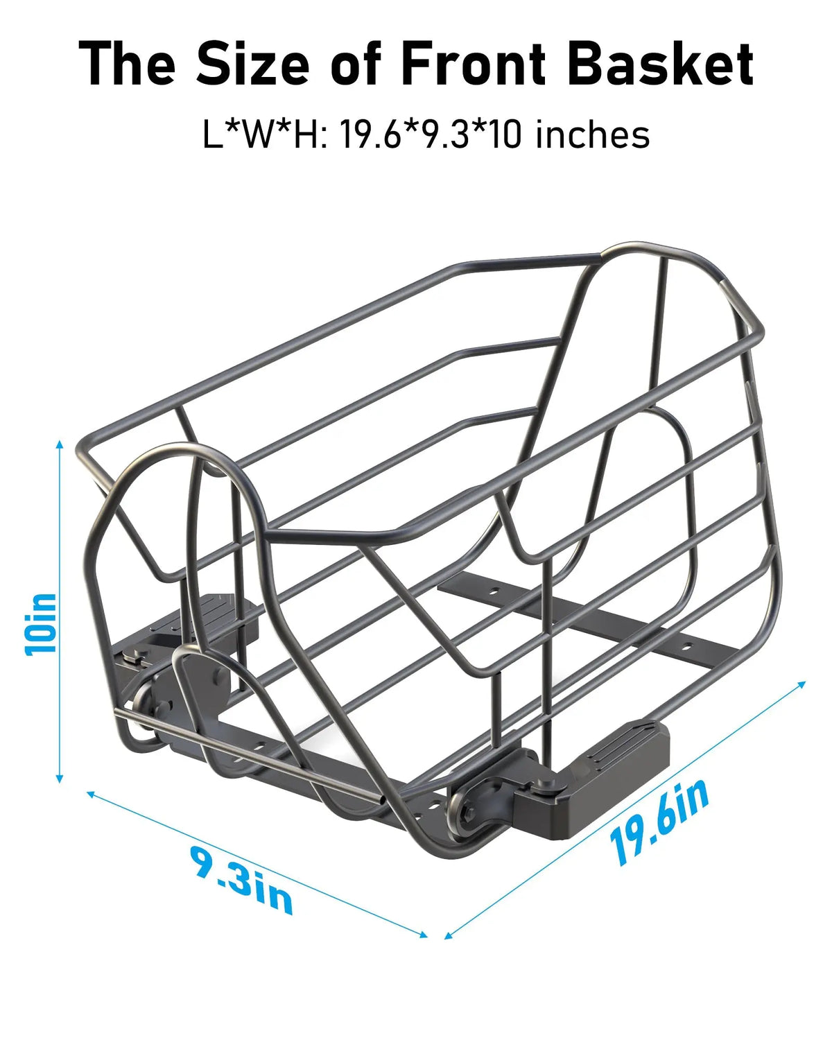 electric scooter front cargo basket size 19.6 x 9.3 x 10 inches storage capacity detail