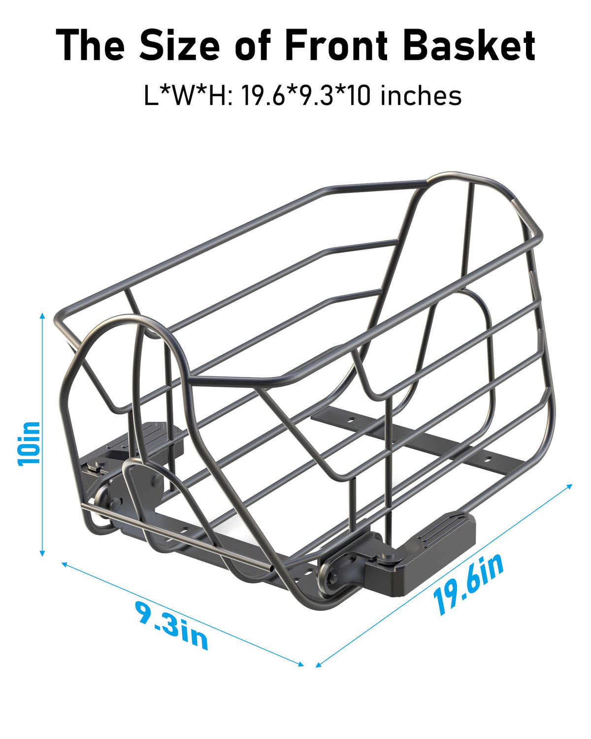 electric scooter front cargo basket size 19.6 x 9.3 x 10 inches storage capacity detail
