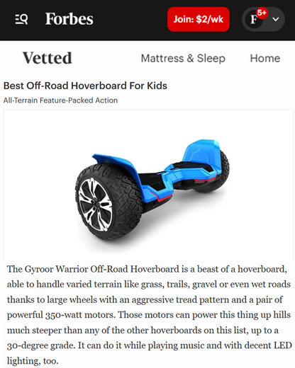 Gyroor G2 all-terrain hoverboard featured in Forbes review