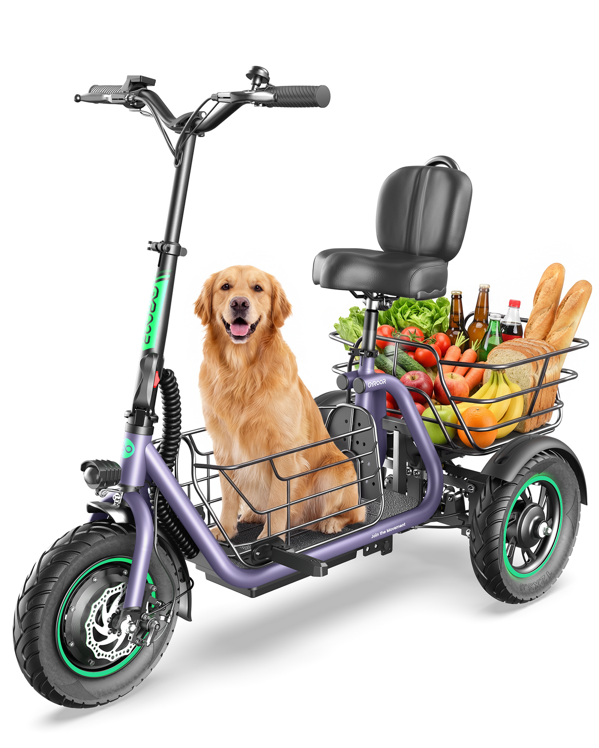 Gyroor C5 Electric Trike – 1000W Peak, 30-Mile Range & Dual Baskets
