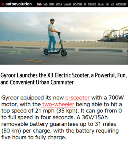 Gyroor X3 electric scooter featured review by Auto Evolution