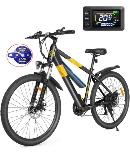Gyroor EB262 electric bike in black color, full side view
