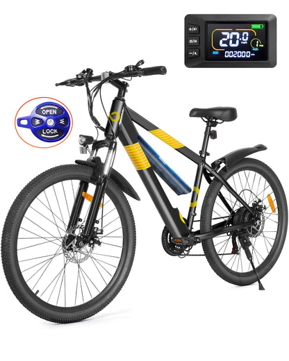 Gyroor EB262 electric bike in black color, full side view