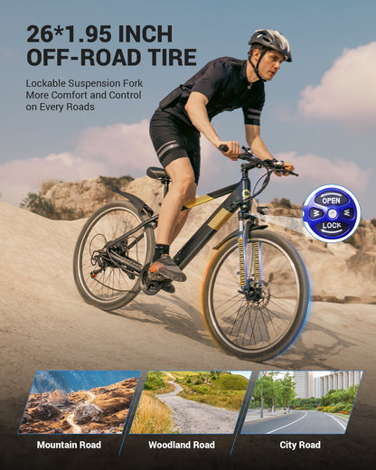Gyroor EB263 electric bike pedal-assist riding outdoors