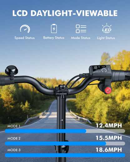 Gyroor C1Plus electric scooter with a daylight-viewable LCD display and three riding modes