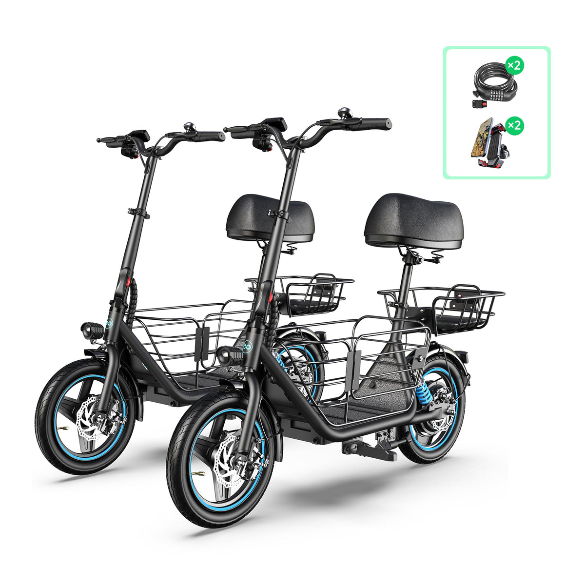 Gyroor C1Plus electric scooter carrying a small dog in the cushioned front pet basket