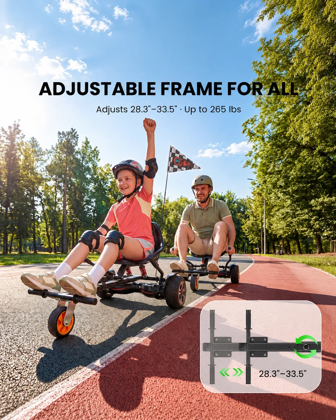 Gyroor K2 Hoverboard Go Kart Attachment with Shock Absorption