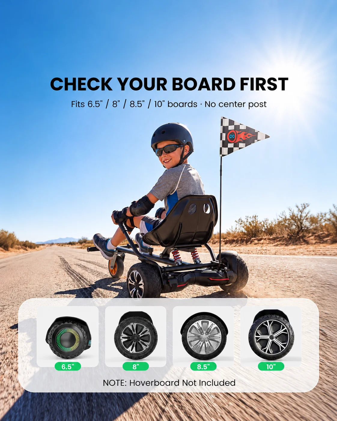 Gyroor K2 Hoverboard Go Kart Attachment with Shock Absorption