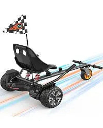 Gyroor K2 hoverboard go-kart attachment with heavy-duty adjustable frame and dual shock absorption