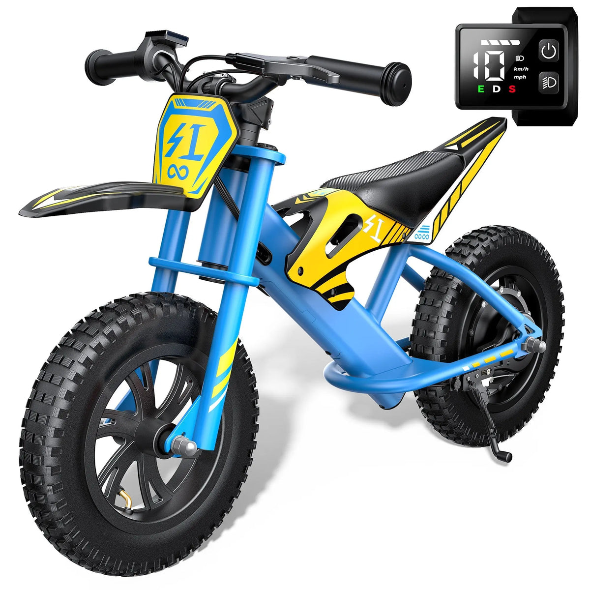 Gyroor kids electric motocross bike in blue for ages 6-12