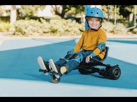 Gyroor G13 500W hoverboard with go-kart attachment in use by kids outdoors